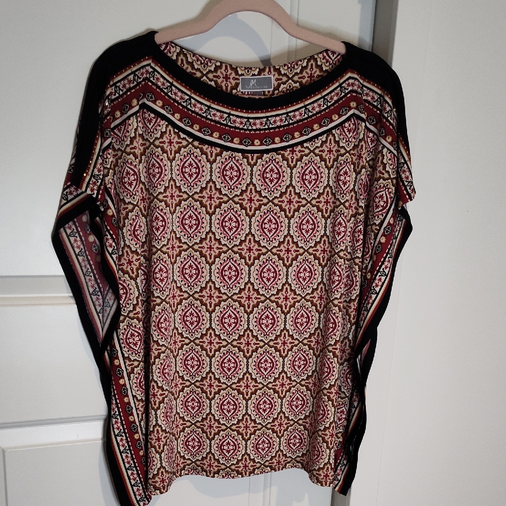 JM Collection Red Dolman Sleeve Blouse
